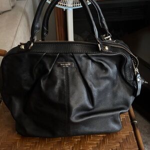 kate spade Black Leather Satchel with Dual Top Handles